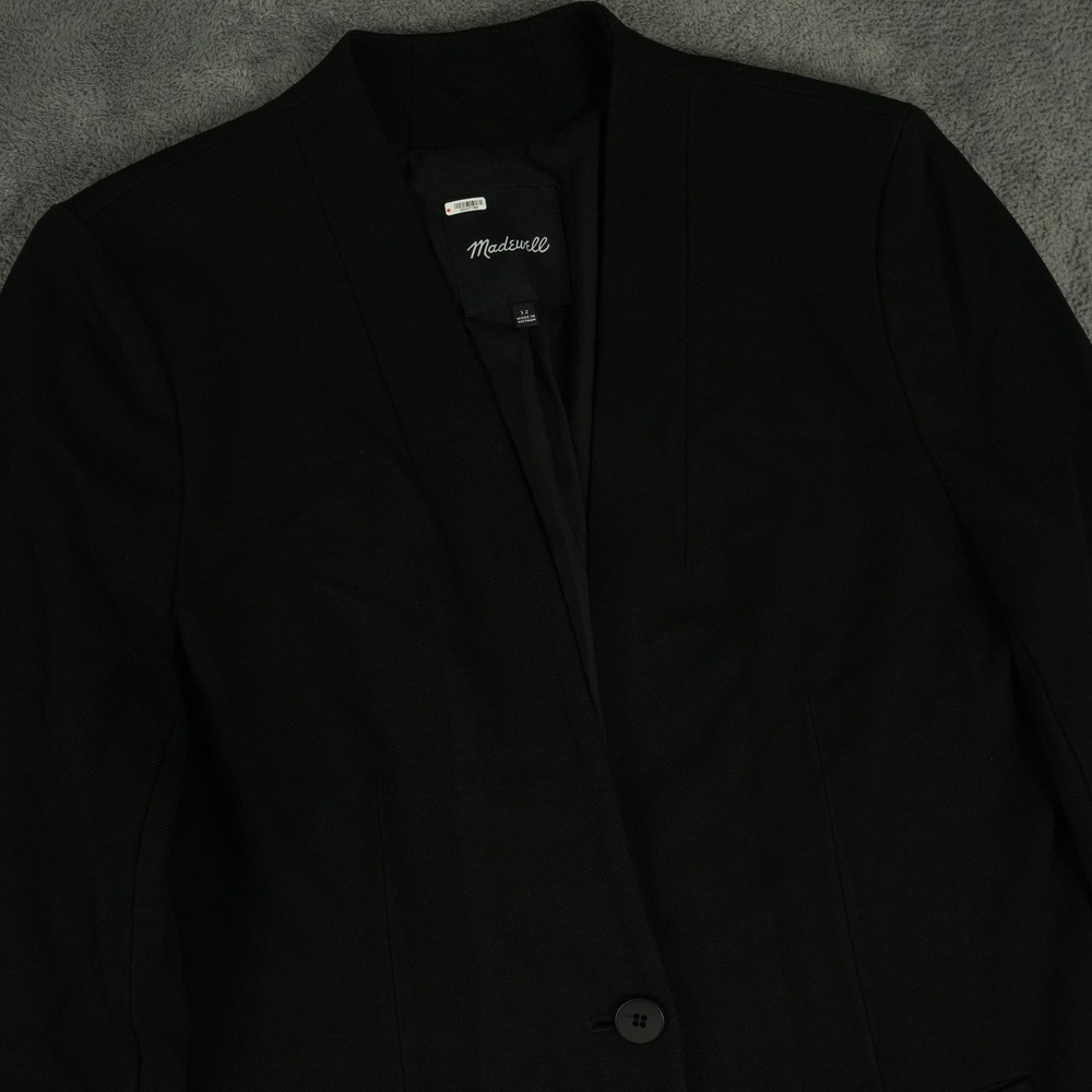 Madewell Tribune Blazer Womens 12 Black Single Button Professional Office Wear